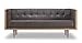 Kardiel Woodrow Midcentury Modern Box Loveseat, Grey Aniline Leather/Ash