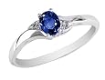 Blue Sapphire Ring with Diamonds in 10K White Gold