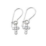 Childrens Cross Earrings Made with SWAROVSKI ELEMENTS White Opal Crystal Sterling Silver