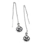 Sun Face Chain Threaders Dangling Sterling Silver Earrings