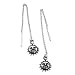 Sun Face Chain Threaders Dangling Sterling Silver Earrings