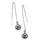SunFaceChainThreadersDanglingSterlingSilverEarrings