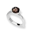 Smokey Quartz and Diamond Sterling Silver Ring (Sizes 6-8)