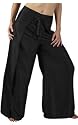 Silk Sarong Wrap Around Wide Leg Pants Black