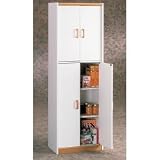 Deluxe Four Door Pantry (White / Oak) (72H x 24W x 14 3/4D)