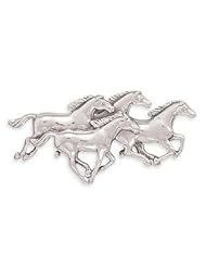 Horses Pin Sterling Silver Brooch Galloping Team