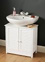 DOUBLE SHUTTER DOOR WHITE UNDER SINK BATHROOM CABINET