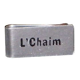 Mens Brushed Steel L'Chaim (To Life!) Jewish Money Clip