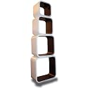 014 4tlg REGAL SET LOUNGE CUBEN ABLAGEREGAL AUFBEWAHRUNGSREGAL CUBE WÜRFEL WANDREGAL IN WEIß/BRAUN