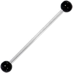 Black Glitter Industrial Barbell 31mm