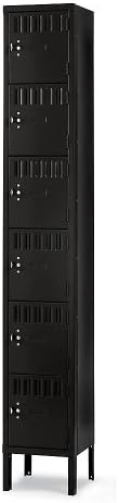 Tennsco 6-Tier Locker - 12X15x12" Openings - 1 Locker Wide - Unassembled - Black