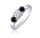 2.00cttw Natural White Round Diamonds (SI-Clarity,G-H-Color) with Natural Treated Black Diamonds (AAA-Clarity,Deep Black-Color) Ring in 14K White Gold.