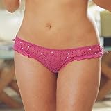 SeXy PLUS Size Confetti Sequin Mesh Thong Pantie Fuchsia Queen