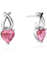 Created Pink Sapphire 14kt White Gold Earrings