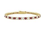 Ruby and Diamond Tennis Bracelet : 14K Yellow Gold - 1.00 CT TGW