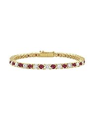 Ruby and Diamond Tennis Bracelet 14K Yellow Gold 1.50 CT TGW