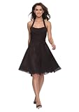 Astrapahl, Elegantes Cocktailkleid mit Nackholder Trägern, knielang, Farbe braun