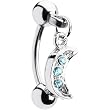 Aqua Gem Half Moon Dangle Eyebrow Ring