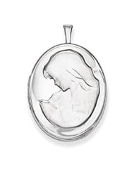 Genuine IceCarats Designer Jewelry Gift Sterling Silver 26Mm Mother And Baby Oval Locket