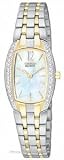 Citizen #EW9964-54D Women's Eco Drive Two Tone Stainless Steel Swarovski Silhouette Bracelet Watch