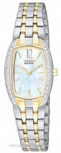 Citizen #EW9964-54D Women's Eco Drive Two Tone Stainless Steel Swarovski Silhouette Bracelet Watch