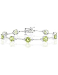 0.02 Cts Diamond & 8.75 Cts Peridot Bracelet in 14K White Gold
