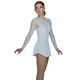 ChloeNoel Girls Light Blue Velvet Mesh Sleeve Ice Skating Dress 5-Adult S
