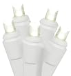 Set of 50 Commercial Warm White Clear LED Wide Angle Christmas Lights White Wire