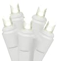 Set of 50 Commercial Warm White Clear LED Wide Angle Christmas Lights White Wire