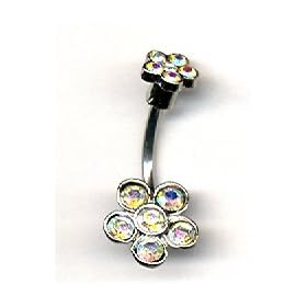 Belly Button Ring Double Flower Navel Ring