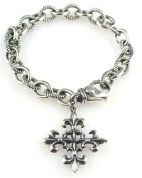 ExEx Fleur de Lis Cross Charm Bracelet