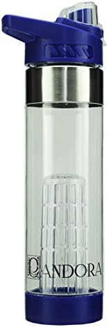 Pandora Premium Blue Fruit Water Bottle Infuser - 24 oz BPA Free Durable Tritan Plastic - Sleek Flip Top Lid with Base Infused Dual Opening