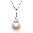 14K White Gold Paspaley South Sea Cultured Fashion Circle Pearl and Diamond Necklace