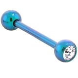 Grade 23 Titanium Teal SINGLE GEM Tongue Ring