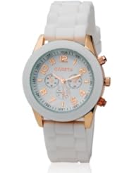 Sky Buddy GENEVA Womens Round Dial Analog Display Stylish Wrist Watch with Adjustable Strap (White) M.
