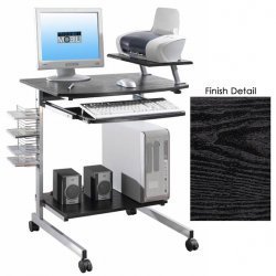 Mobile Computer Desk w/ Adjustable Shelf -Espresso (Espresso) (41.5"H x 31"W x 23.5"D)