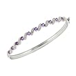 Sterling Silver Diamond Accented Amethyst S Design Bangle
