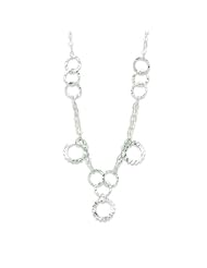 Sterling Silver Polished & Textured Teardrop Necklace. Metal Wt- 5.4g. 18in long