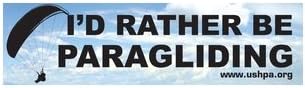USHPA "I'd Rather Be Paragliding" Bumper Sticker