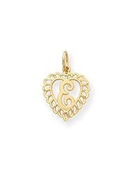 Solid 14k Yellow Gold Initial E Charm