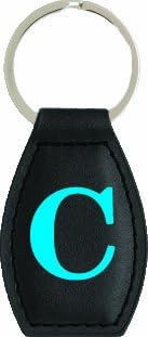 Initial Letter Keychain Alphabet Key Chain Leather-Like Key Tag A-Z (C (blue))