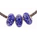 Murano Style Glass Lampwork 925 Bead Fits Pandora Dk Blue with Lt Blue Swirl and White Dots, 14mm (3)