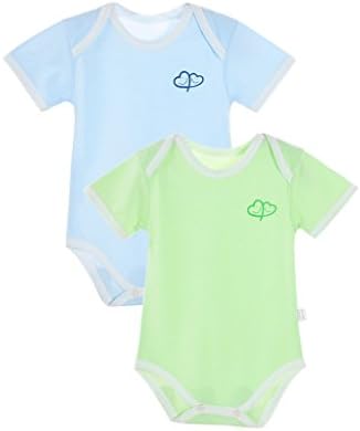 Cloudy Arch Unisex-baby 2 Pack Short Sleeve Romper Green& Blue 6-9Months