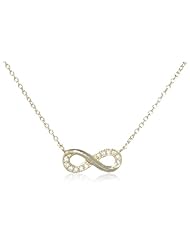 Sterling Silver with Yellow Gold Flashed Infiniti Necklace with Cubic Zirconias, 18"