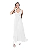Ever Pretty Sexy V-neck Pleated Empire Rhinestone Long Prom Dress 09449, HE09449WH18, White, 16US