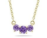 1.00 CTW Amethyst Three Stone Pendant Necklace 14K Yellow Gold