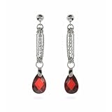 Eve's Addiction Extraordinary Sterling Silver Garnet CZ Drop Earrings