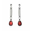 Extraordinary Sterling Silver Garnet CZ Drop Earrings