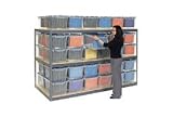 Record Storage Rack Gray 48W X 48D X 60H With Polyethylene File Boxes