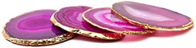 Pink Gold Rimmed Agate Coasters